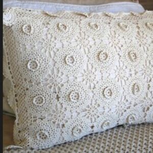 Crochet Rosette Cotton Standard Pillow Sham Keeco LLC